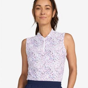 Bad Birdie White and Purple Fitted paint splatter Tank Top S